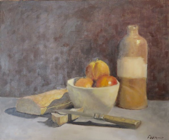 Coupe de pommes (2014) huile sur toile 46 x 38 cm